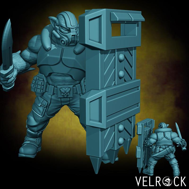 Tigryn with Combat Knife and Riot Shield (PRESUPPORTED)