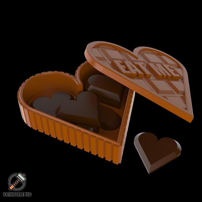  Chocolate Heart Box with Mini Hearts