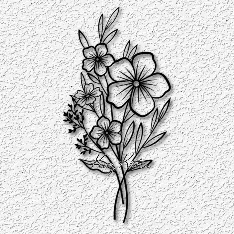 minimalist flower bouquet wall art garden home decor