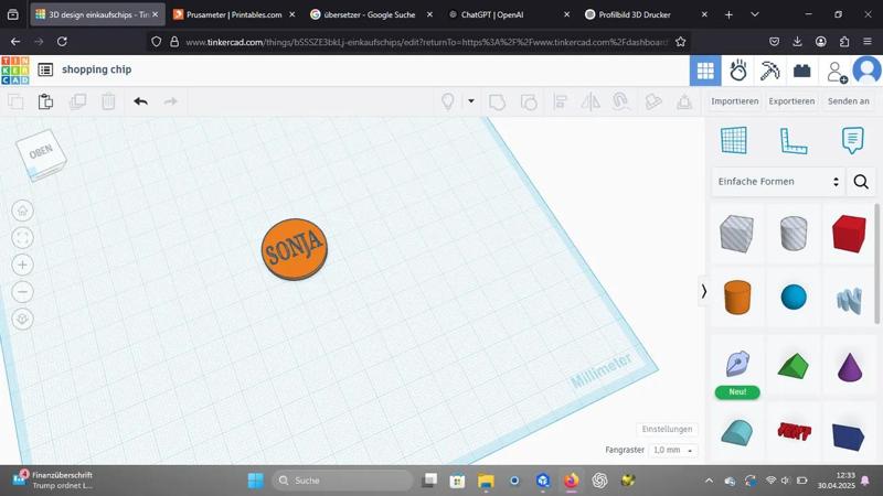 shoppingcart chip name: SONJA   