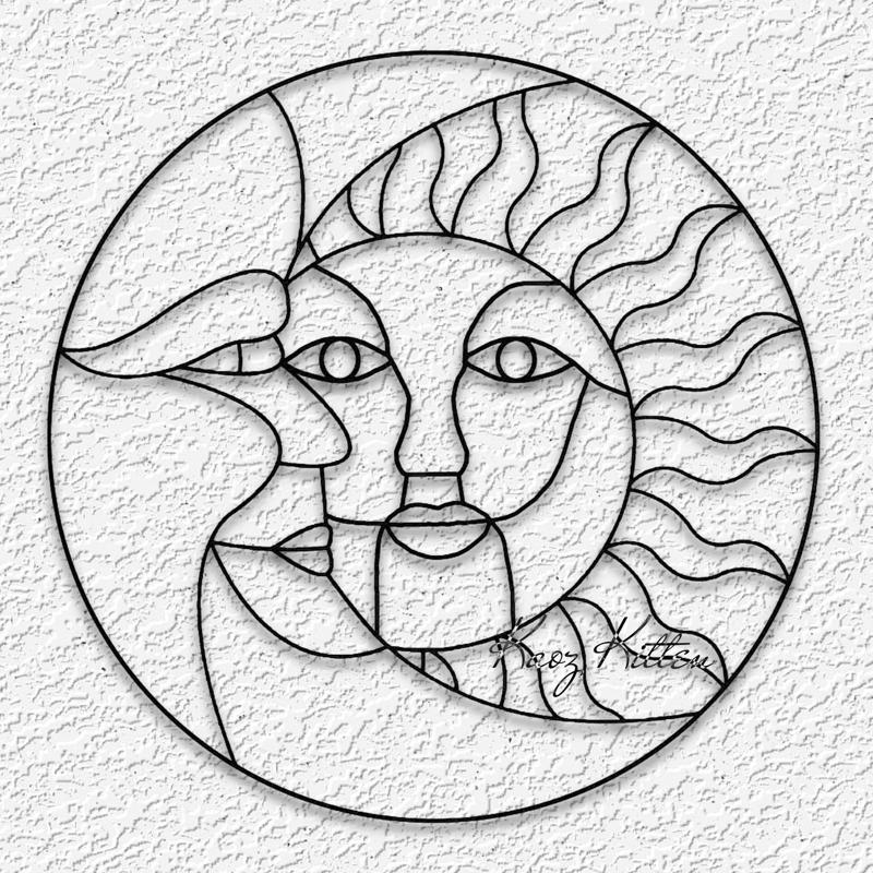SUN AND MOON wall art spiritual stained glass home decor