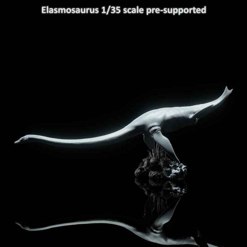 Elasmosaurus swimming 1-35 scale pre-supported marine reptile