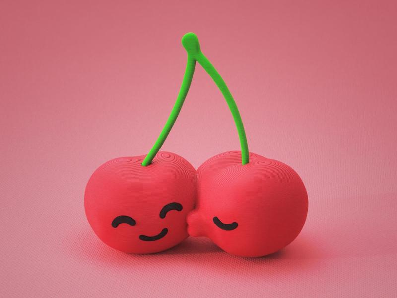 Valentine Love Cherry Kiss Keychain