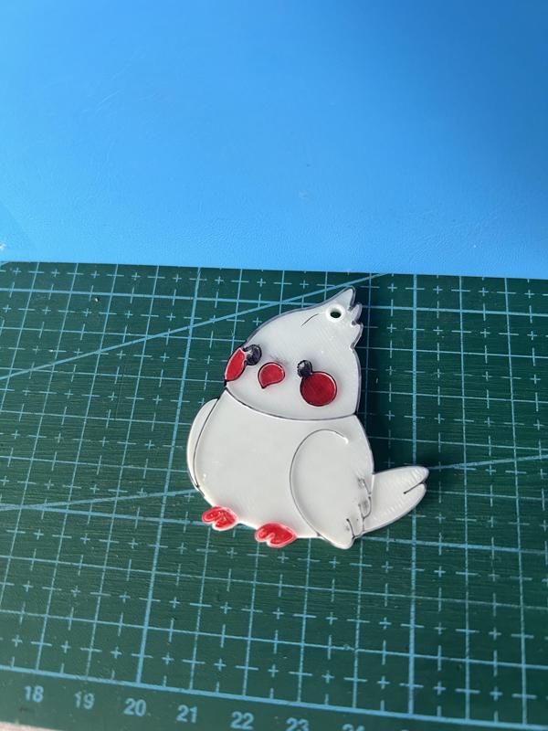 Cute cockatiel keychain tag