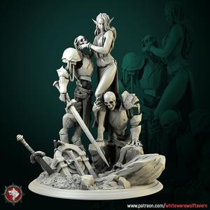 Diorama Laedria the Necromancer with skeletons pre-supported