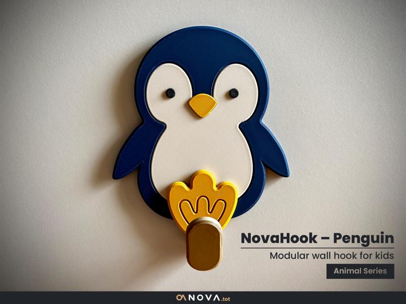 Penguin-Shaped Coat Hook for Nursery & Kids Room