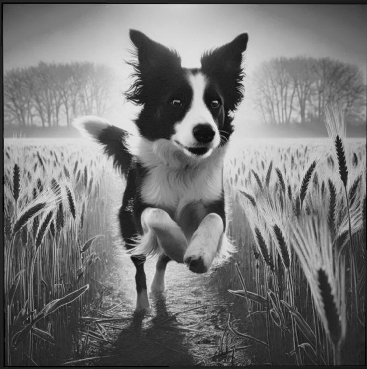 border collie dog running through field