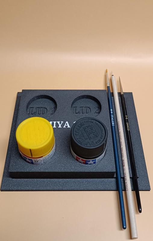 Anti-fall stand for Tamiya bottles and paintbrush