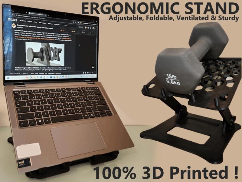 Ergonomic and adjustable laptop and tablet stand