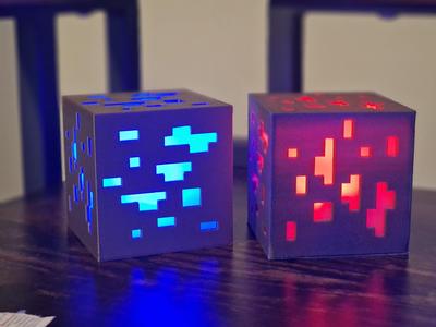 Minecraft Diamond Ore Cube Lamp for LED Tealight