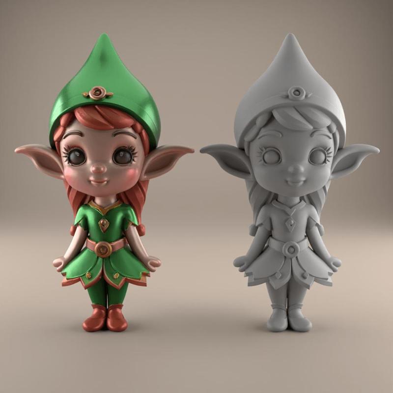 Charming 3D Elf Figurine STL File for Decor
