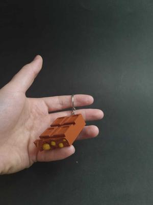 Chocolate block keychain with peanuts