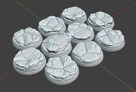 10x 40mm base with heroic rocks (+toppers)