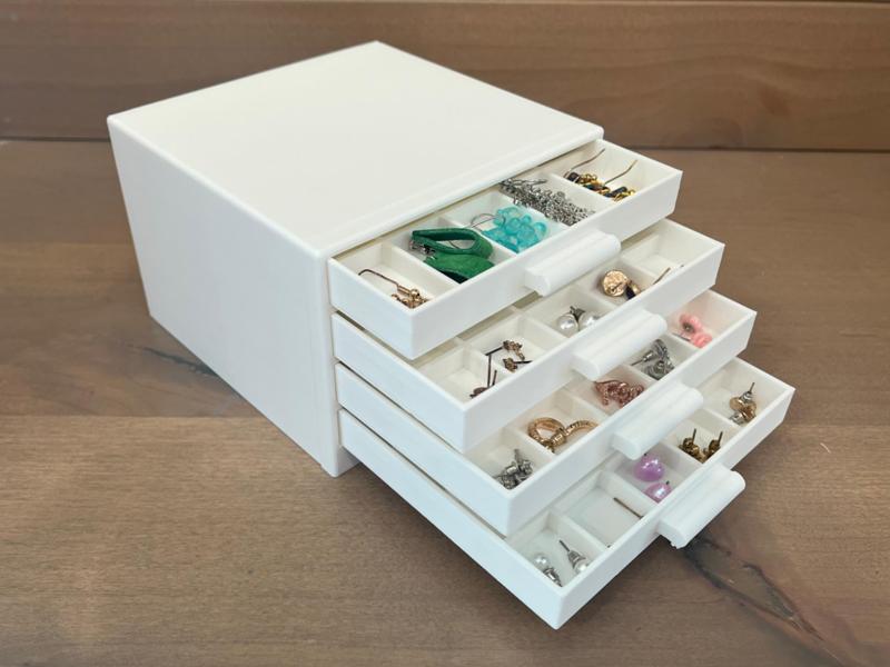 Earring Jewelry Box with drawer organizing options