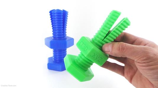 Impossible 3D-printed bolt and nut
