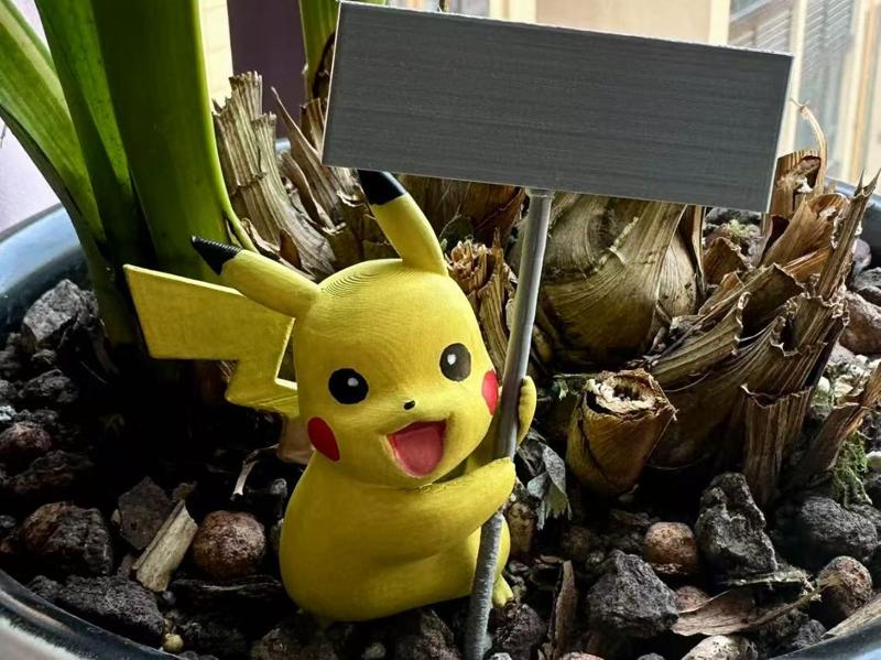 Pikachu sign for flower pots and planters