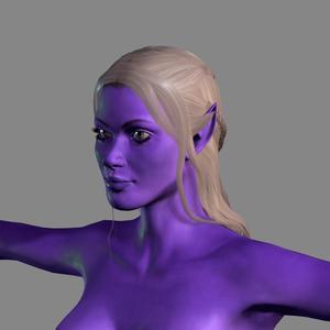 Animated Naked Elf Woman-Rigged 3d game character Low-poly 3D