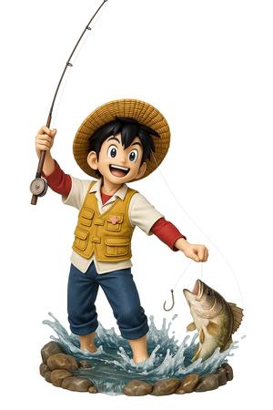 animated fisherman sculpture