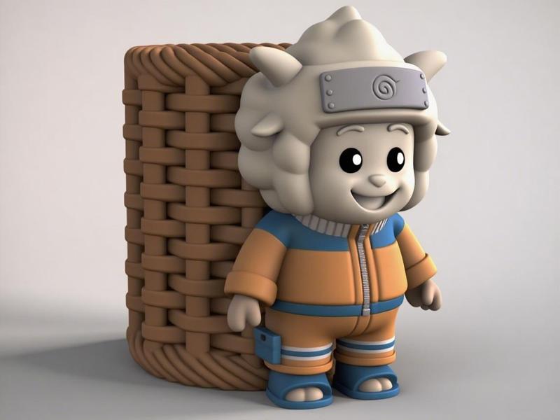 Lazy Sheep carrying a bamboo basket on its back