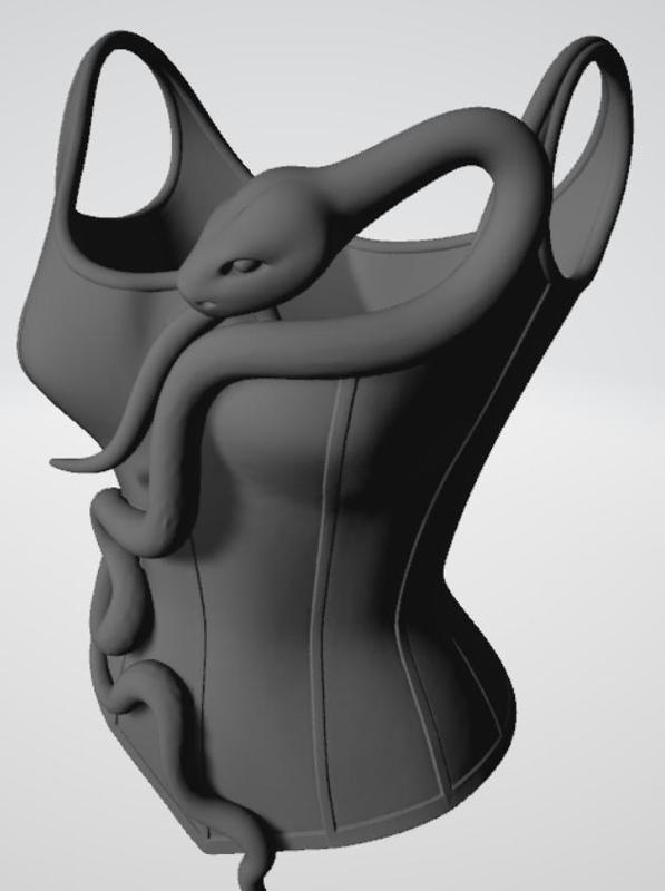 decor, devil, halloween decor, halloween, halloween, festival clothing, carnival mask, anime, corset, clothing, women's clothing, snake, decorated snake on corset, costume, fashion, accessory