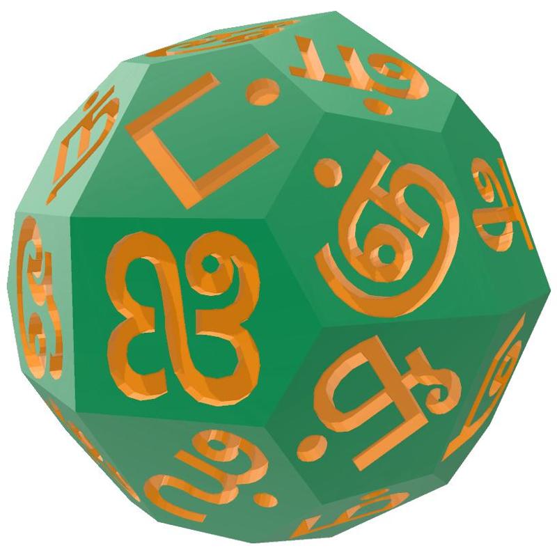 Tamil Alphabet d36 Polyhedral Die