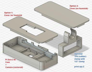 Raspberry Pi Zero 2 W Camera Case (heatsink and octopi ready)