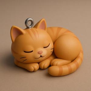Sleeping kitten keychain