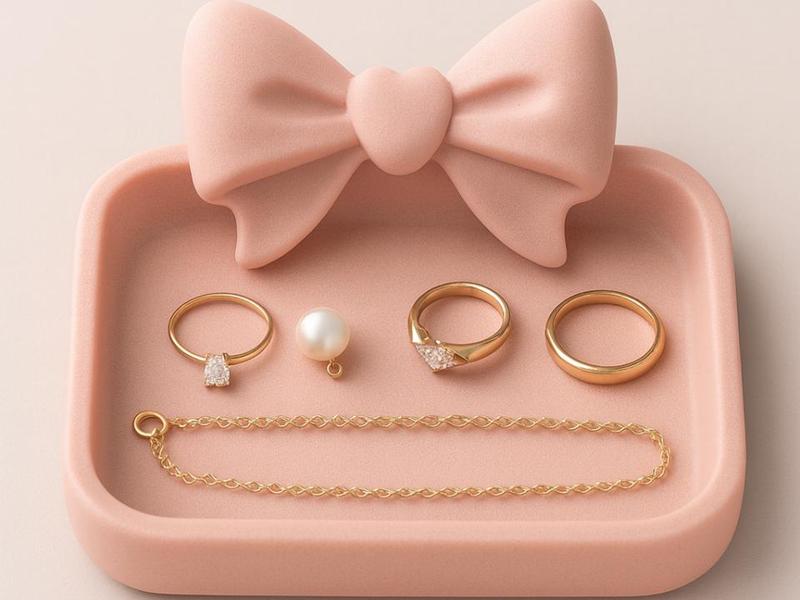 BOW JEWELRY TRAY NECKLACE EARRING HOLDER CATCHALL