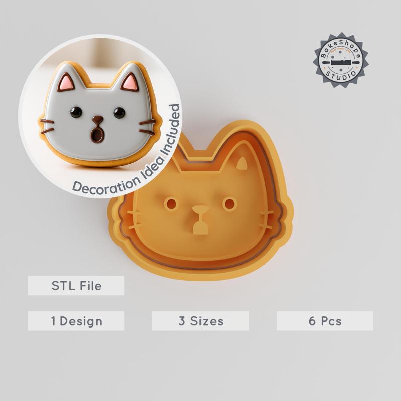 Shocked Face Cookie Cutter & Stamp Set, Surprised Emotion, 3 Sizes, Perfect for Fondant & Baking PRODUCT_859