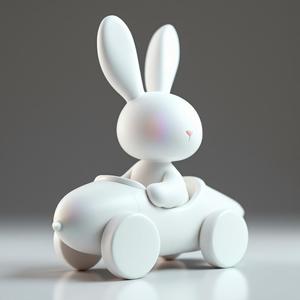 Whimsical Bunny in Carrot Car – Spring Decoration