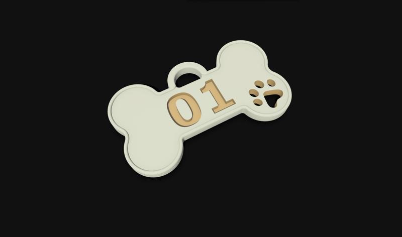 Dog Bone Name Tag Customizable and Numbered