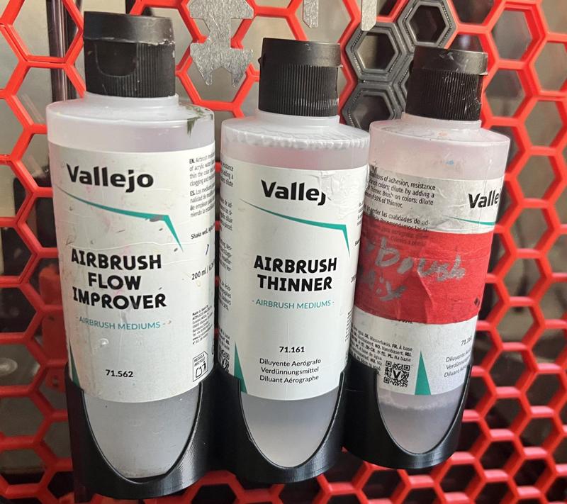HSW 3x 49mm diameter bottle holder - designed for Vallejo Airbrush Thinner Bottles