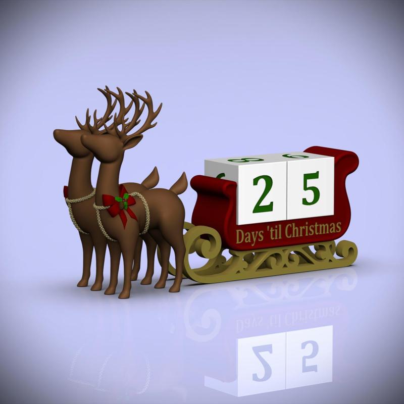 Christmas Countdown Sleigh with Reindeer