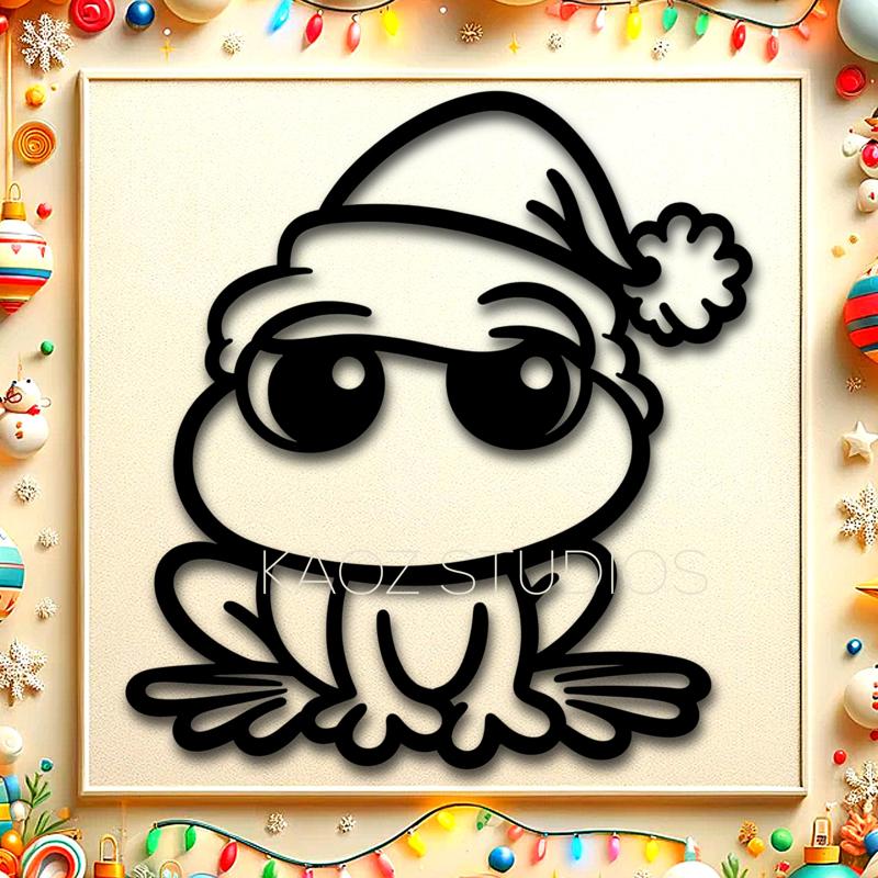 Santa Frog wall art christmas decoration wall decor 2d art