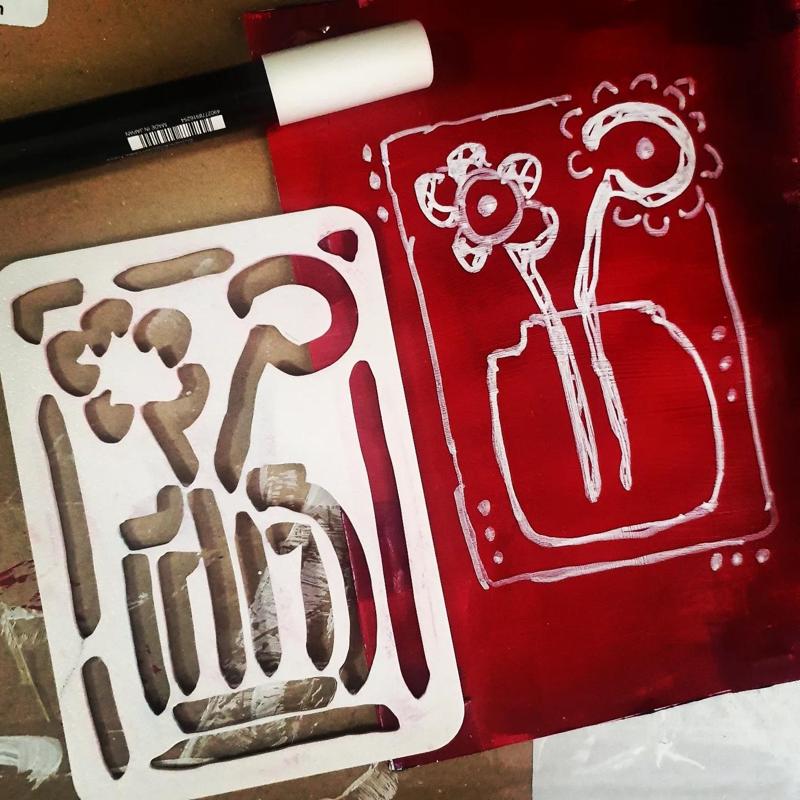 Flowers Drawing Painting Multi Creative Template FineArt Stencil