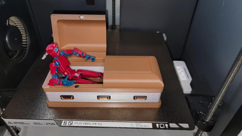 Double Lid Casket with magnetic latches, perfect size for Dummy 13