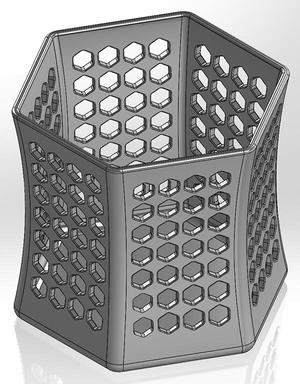 Concave hexagonal pen cup