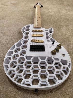 3D Printed Guitar - LP Style Hex Design - Full Size Playable