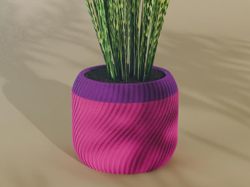 Sei Planter Pot, Striped Bezier | Small, Medium, Large | Self Watering and Drip Tray 