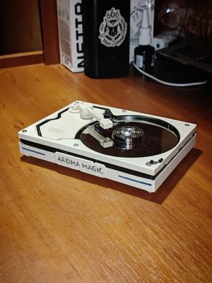 vinyl record player - stand for incense sticks from an old HDD