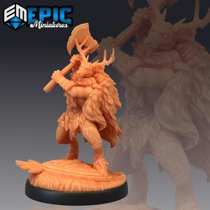 Deer Folk Axe Attack / Mythical Forest Fighter / Woodland Encounter