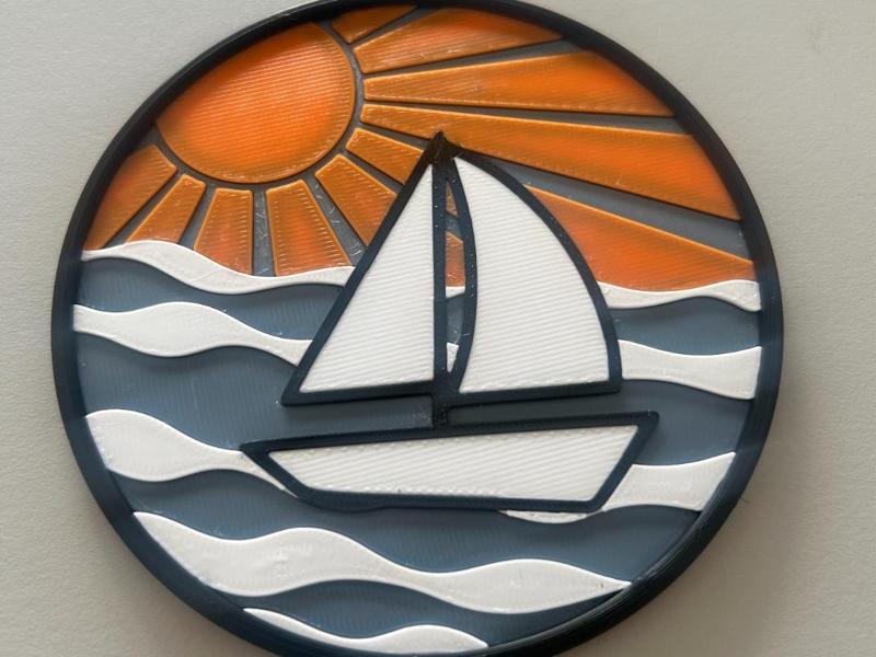 Sunset Sailboat Coaster