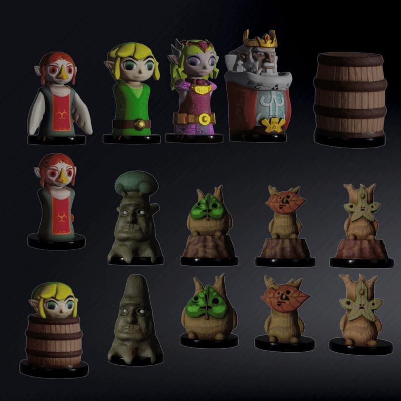 Zelda Wind Waker Fan Art, Chess Full WHITE Set