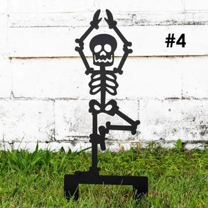 Outdoor Skeleton Halloween Decor, Halloween Outdoor Sign, Halloween Garden Signs, Halloween Yard Stakes, Halloween Sign Skeleton Decor