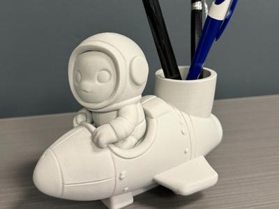 Cute Chibi Astronaut Spaceship Pen Holder