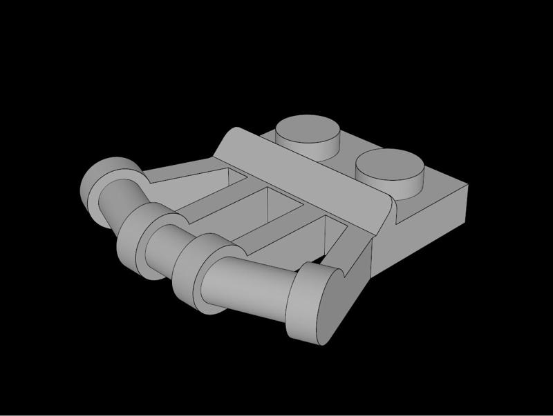 Lego Compatible (92692.dat) Plate  1 x  2 with Angled Handles on Side