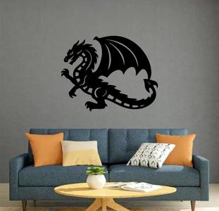 Dragon Wall Decor, Dragon Wall Art, Tattoo Shop Decor, Medieval Fantasy Art, Modern Home Decor, Gift for Him, Dragon, Wall Sign