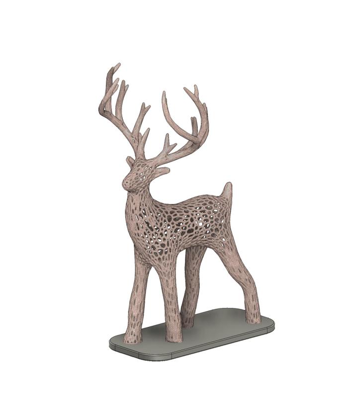 Voronoi Deer Ornament with Baseplate