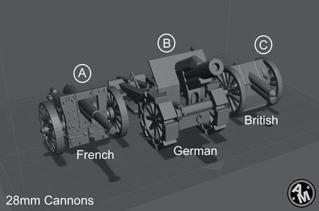 3 Cannons (1/56) - Files Pre-supported - Files Test Printed.