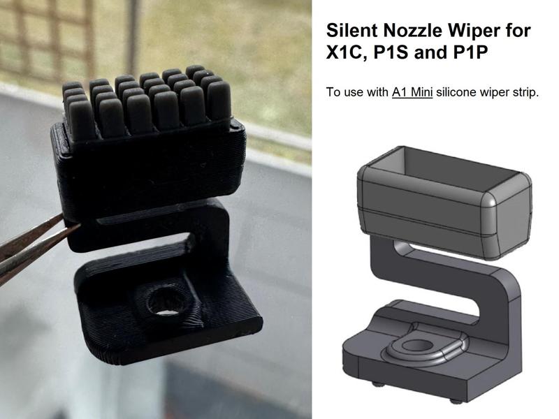 P1P, P1S, X1C Silent Hybrid Nozzle Wiper / Cleaner